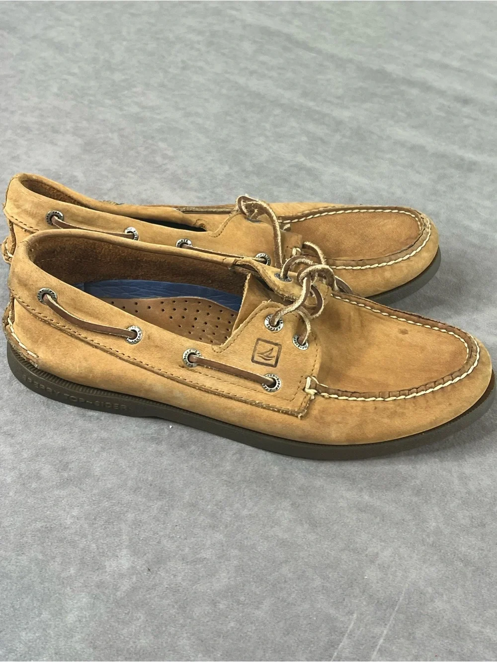Sperry Tan/Light Brown Leather Moc Toe Boat Shoes